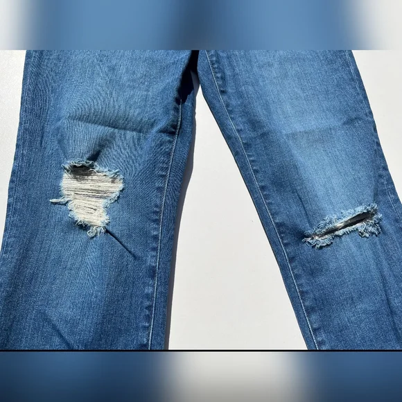 Madewell Blue Distressed Straight Leg Jeans - Picture 3 of 8